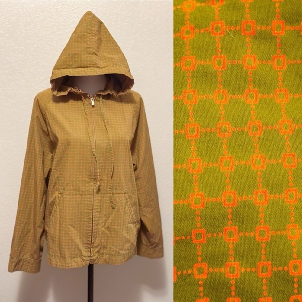 ISAAC BY ISAAC MIZRAHI Women's Tan Bright Coral Print Hooded Jacket M
